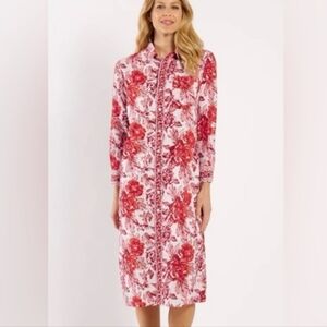 Jude Connally Martha Midi Floral Dress Red White S